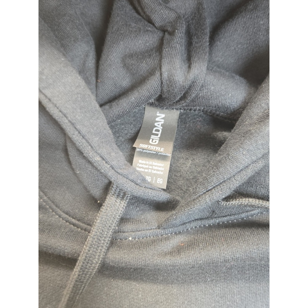 Gildan Black Mens Hooded Sweatshirt Long Sleeve Farm Built Rural XL NWT - Picture 3 of 8